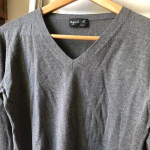 Agnes B. Paris super soft v-neck sweater grey Fr 2